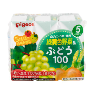 ピジョン緑黄色野菜＆ぶどう３Ｐ紙パック（５・６ヶ月頃から）ＪＡＮ４９０２５０８１３５１５３ １２５ｍｌ３コパック
