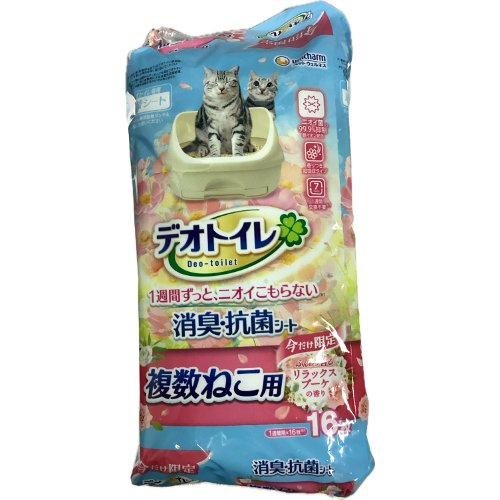 □【売切御免】ユニ・チャーム　デオトイレ　ふんわり香る　リラックスブーケの香り複数ねこ用 １６枚