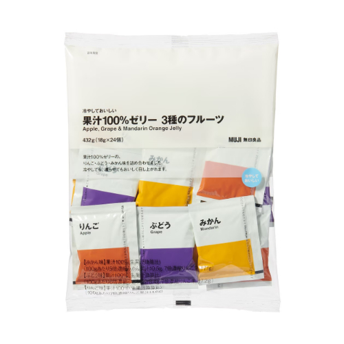無印良品 【季節限定】冷やしておいしい果汁１００％ゼリー３種のフルーツ ４３２ｇ（１８ｇ×２４個）