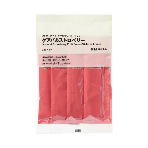 無印良品 【季節限定】凍らせて食べる果汁１００％フルーツピュレグアバ＆ストロベリー ３０ｇ×４本