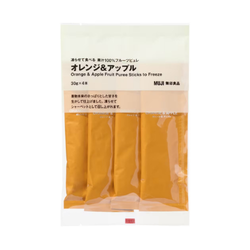無印良品 【季節限定】凍らせて食べる果汁１００％フルーツピュレオレンジ＆アップル ３０ｇ×４本