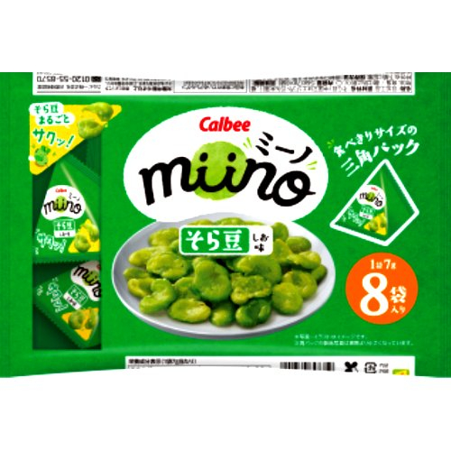 □【売切れ御免】カルビー☆ｍｉｉｎｏそら豆三角パック ８袋入