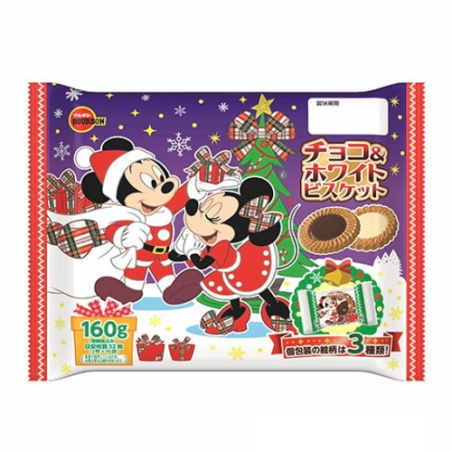 □【クリスマス】ディズニー／チョコ＆ホワイトビスケット（クリスマス）　ブルボン※売切御免 ＜１６０ｇ＞